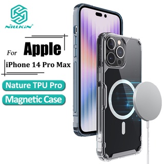 Nillkin Nature Pro เคส สําหรับ iPhone 14 Pro Max เคสโทรศัพท์ แม่เหล็ก บางพิเศษ หรูหรา นิ่ม TPU ใส ถุงลมนิรภัย กันกระแทก ฝาหลัง