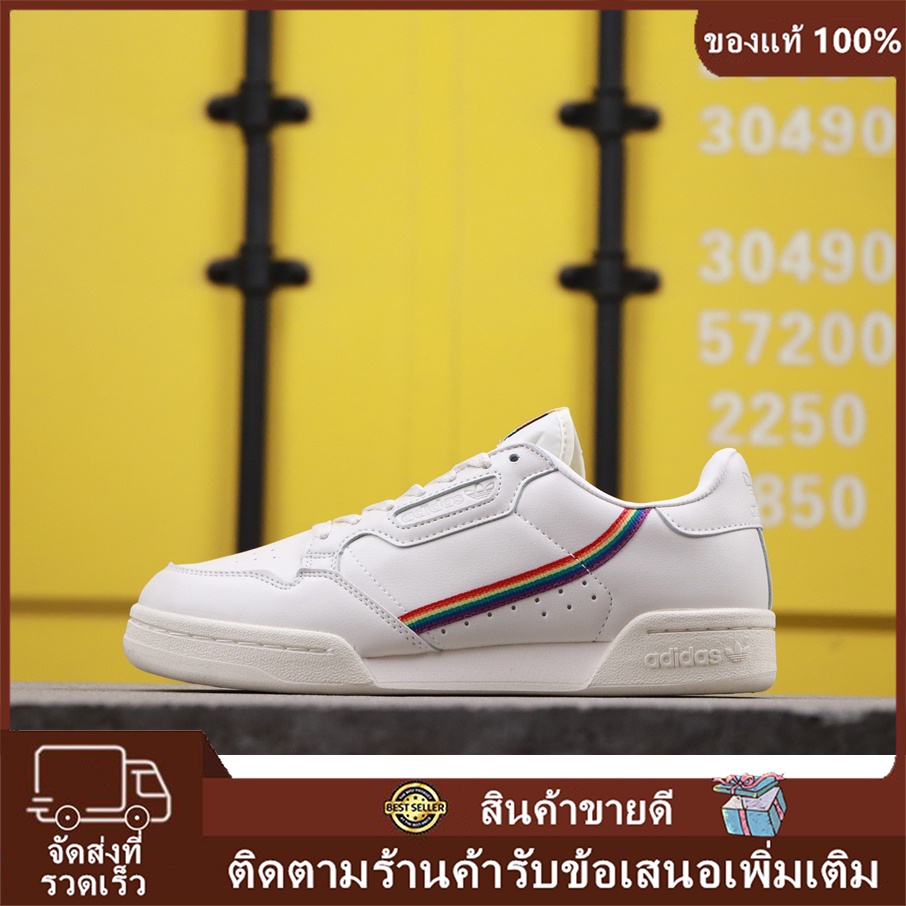 ของแท้ จัดส่งฟรี  Adidas Continental 80 รองเท้าลำลองระบายอากาศได้ รองเท้ากีฬา (ขาว)3920