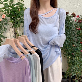 Fulllove พร้อมส่ง เสื้อแขนยาวทรง Oversize คลุมชุดว่ายน้ำ/คลุมบิกินี่