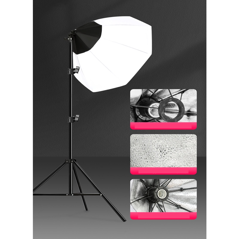 ชุด Softbox โคมไฟซอฟบ็อกซ์ 1ขั้ว （ แปดเหลี่ยม ขาว）/（50*70ดำ） สั่งพร้อมขาตั้งไฟ2เมตรได้ด้วย