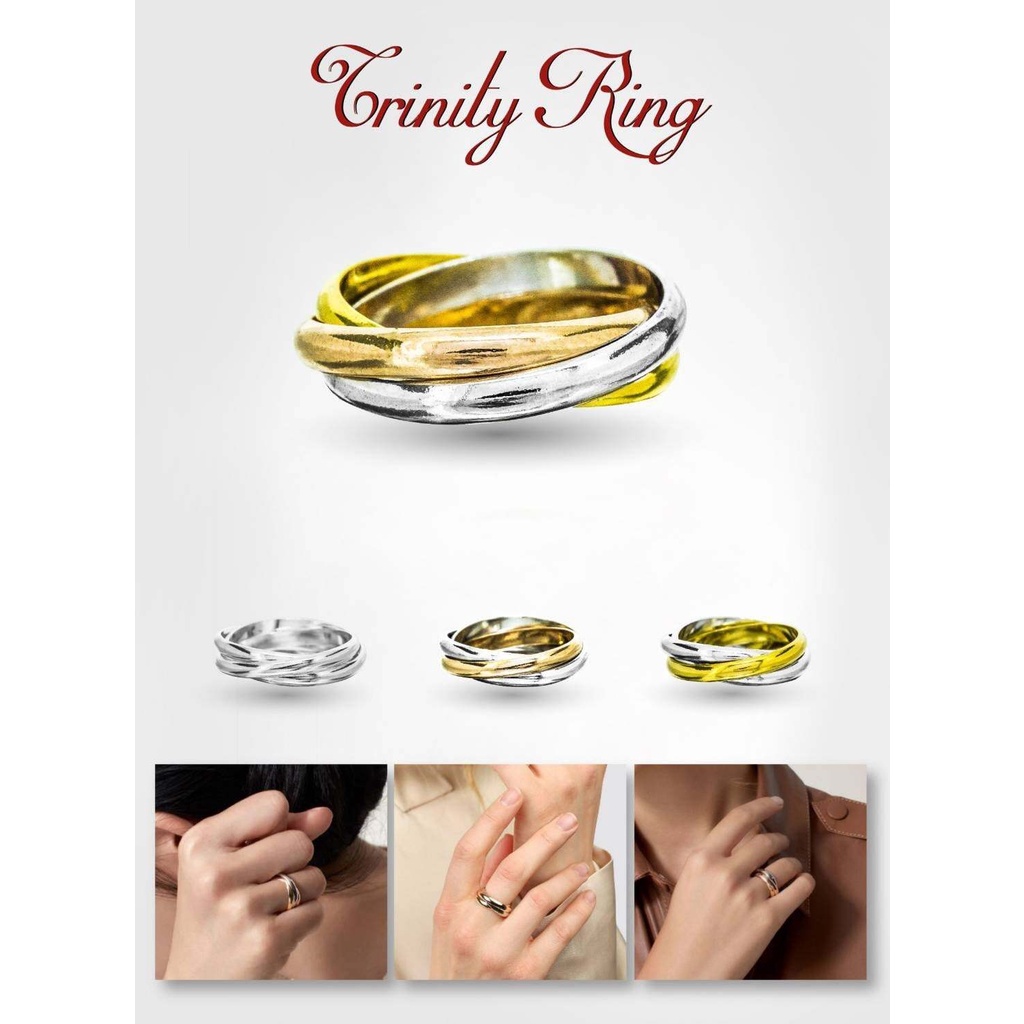 แหวนเงินแท้ 92.5% แหวนเกลี้ยงรุ่น Trinity Rings แบบ 2-3 กษัตริย์ ใส่ได้ทั้งชายหญิง เป็นแหวนคู่ได้ (ราคาต่อวง)