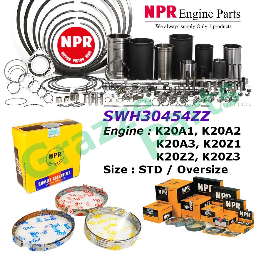 NPR ชุดแหวนลูกสูบ SWH30454ZZ Honda Accord SDA CRV CR-V S9A Civic Stream 2.0 K20A K20Z K20A1 K20A2 K2