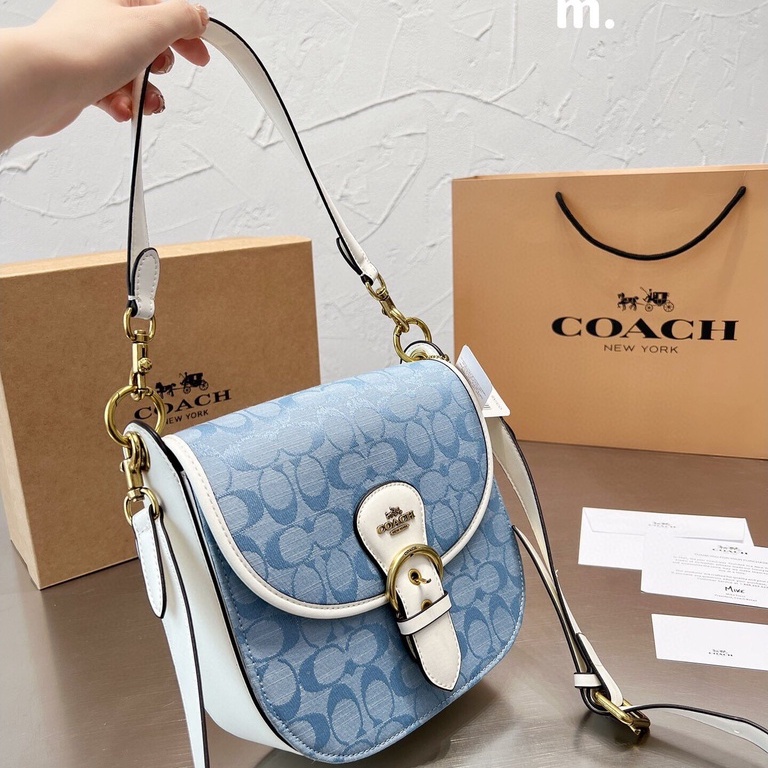 สินค้าใหม่-Coach-กระเป๋าผู้หญิง/กระเป๋าสะพายข้าง/ของแท้100%/พร้อมส่ง/ยิงจริง [ส่งฟรี] Fashion Brand Bag