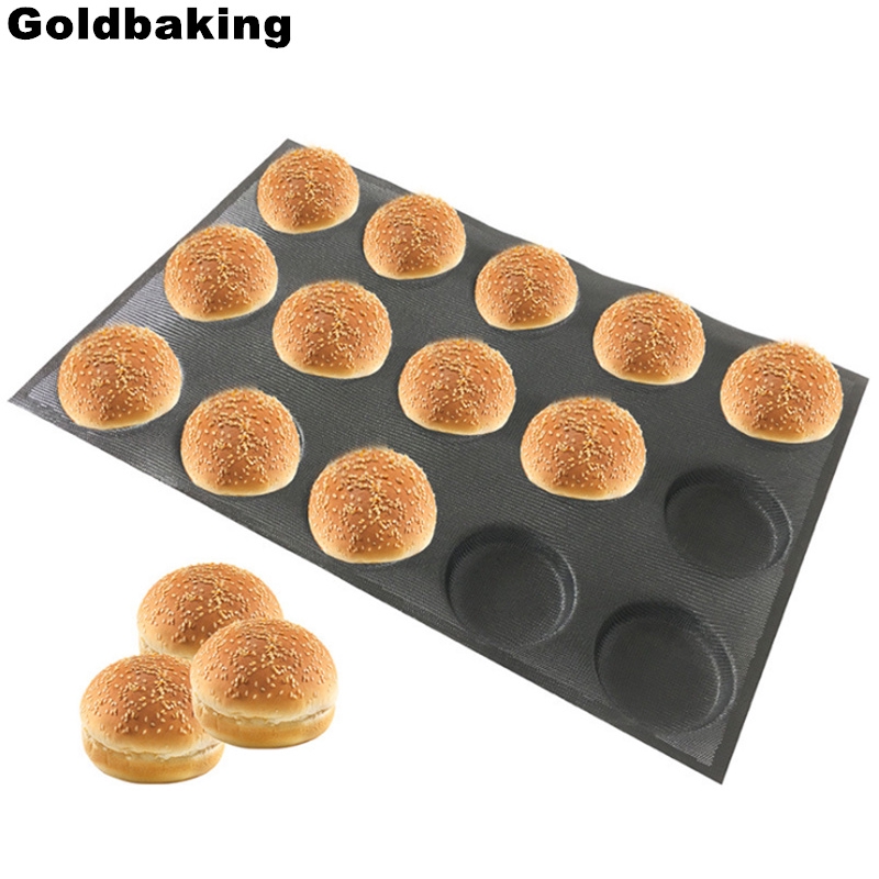 Goldbaking แผ่นแม่พิมพ์ซิลิโคน ไม่เหนียวติด สําหรับทําขนมปัง แฮมเบอร์เกอร์ มัฟฟิน