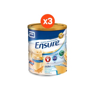 [ขายดี] Ensure เอนชัวร์ ธัญพืช 850 กรัม 3 กระป๋อง อาหารเสริมสูตรครบถ้วนสำหรับผู้ใหญ่