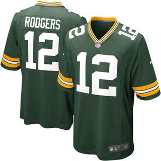 St เสื้อกีฬาแขนสั้น ลายทีมชาติฟุตบอล Nfl No.12 Aaron Rodgers สีเขียว สําหรับผู้ชาย และผู้หญิง