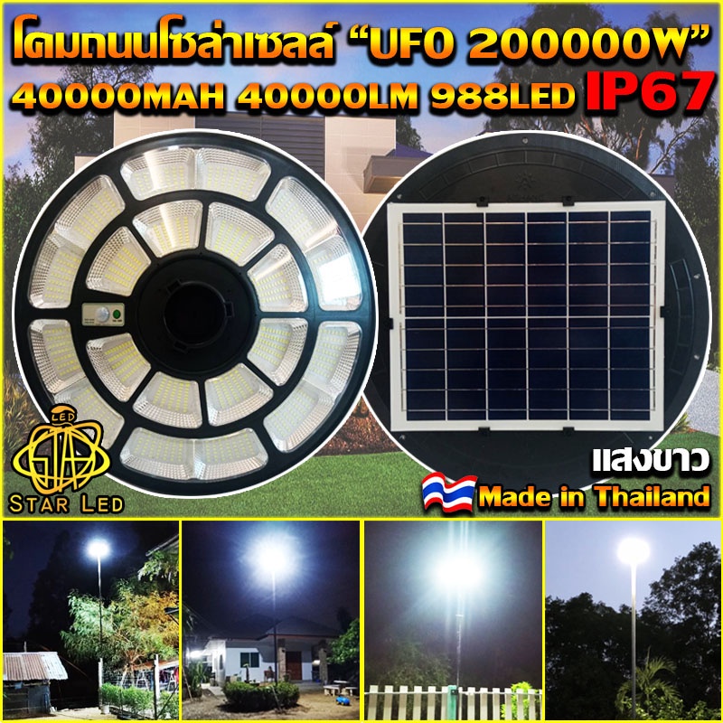 ไฟโซล่าเซลล์ สว่าง 360 องศา กันน้ำ IP67 ใช้พลังงานแสงอาทิตย์100% รับประกัน1ปี UFO Square Li