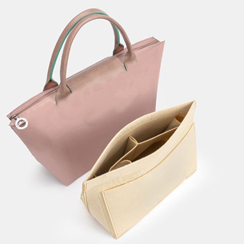 LONGCHAMP กระเป๋าถือ กระเป๋าเครื่องสําอาง ผ้าสักหลาด แบบพกพา สําหรับเดินทาง