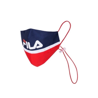 FILA ผ้าปิดจมูก แท้100%สีแดงกรม พร้อมสายคล้องคอปรับระดับได้ในตัว