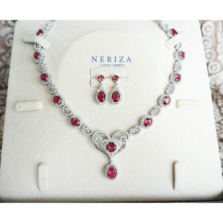 Neriza Jewelry/ชุดเครื่องประดับเพชรสังเคราะห์เกรดพรีเมี่ยม ประกายไฟเทียบเท่าเพชรแท้ จัดส่งฟรีพร้อมกล่องNZC030