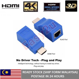 สายเคเบิลอีเธอร์เน็ต Hdmi Extender 30M Over Single Cat5e Cat6 1080P Hdmi Rj45 To Hdmi