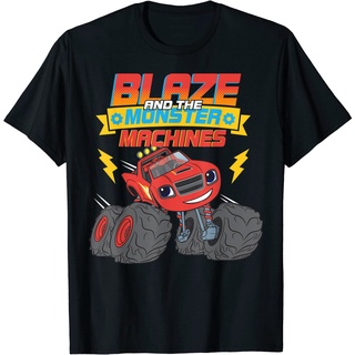 เสื้อยืดผ้าฝ้ายพรีเมี่ยม เสื้อยืด พิมพ์ลาย Blaze &amp; The Monster Machines น่ารัก สีดํา