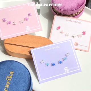 (กรอกโค้ด GG24P ลด 65.-) earika.earrings - mini ombre nabi set เซ็ตต่างหูผีเสื้อก้านเงินแท้ คนแพ้ง่ายใส่ได้