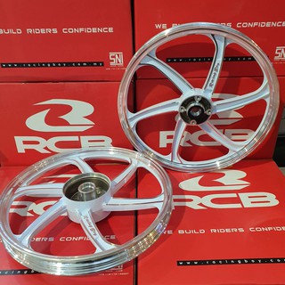 ล้อแม็ก(Racing Boy) ขอบ 17 WAVE125-X หน้าดิส/หลังดรัม สีขาวปัดก้าน รหัสสินค้า 01S0303W