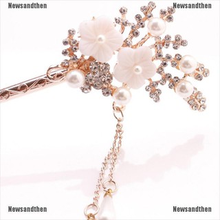 Newsandthen Women Elegant Wedding Gift Hair Pin Colorful Hairpin Rhinestone Hairstick Flower