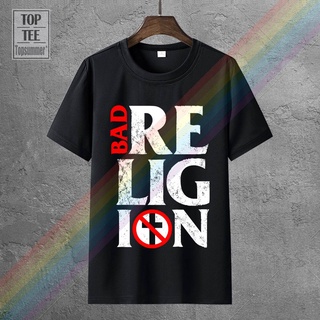 Bn3d9we23 เสื้อยืดลําลอง ผ้าฝ้าย แขนสั้น คอกลม พิมพ์ลายโลโก้ Bad Religion Stacked สําหรับผู้ชาย VVB32EW44753