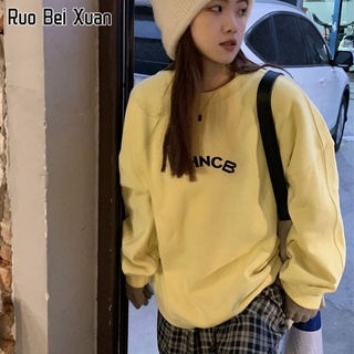 RUO BEI XUAN 2022ใหม่พิมพ์เสื้อแขนยาวเสื้อกันหนาวหลวมขนาดเล็กขนาดใหญ่ Slim Class Clothes