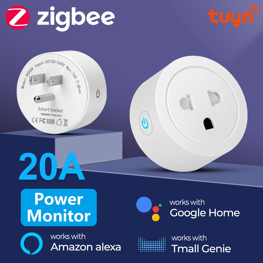 Smatrul อะแดปเตอร์ปลั๊กซ็อกเก็ตอัจฉริยะ ไร้สาย 20A 16A Tuya Zigbee US EU สําหรับ Google Home Alexa Tmall Genie - รูปที่ 2