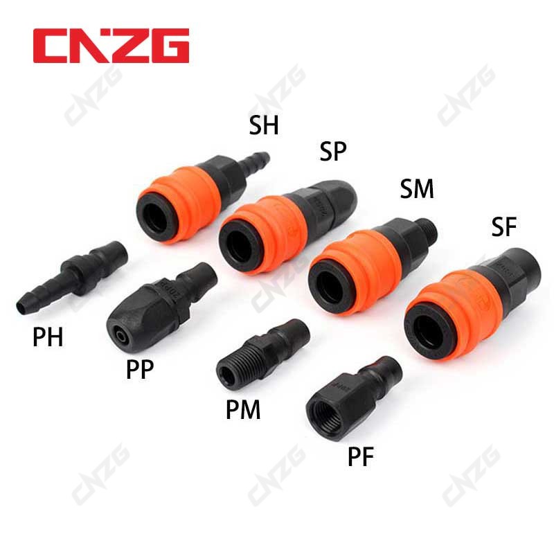 ข้อต่อท่ออากาศคอมเพรสเซอร์ เชื่อมต่อซ็อกเก็ตปืนลม PP20 SP20 PM20 SM20 30 ขนาด 1/4 นิ้ว