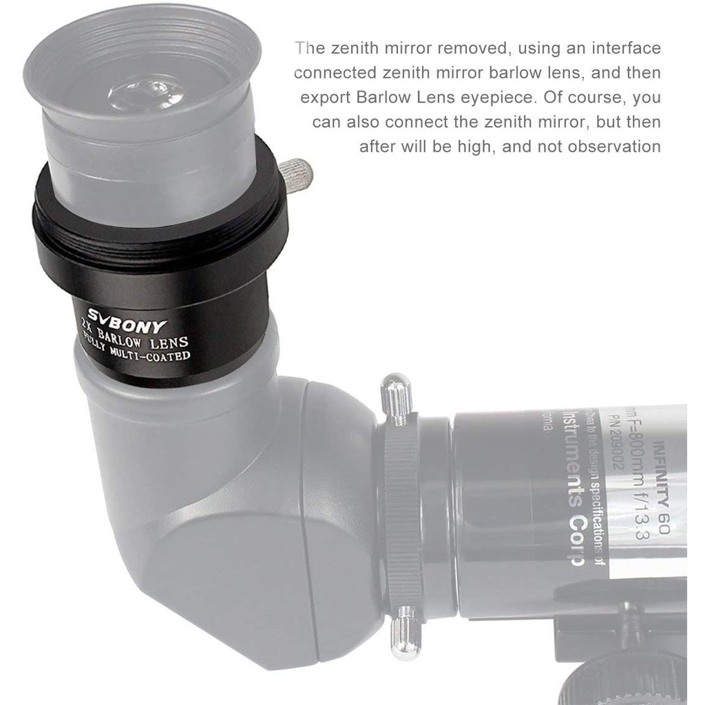 Svbony 2x บาร์โลว์เลนส์หลายเคลือบโลหะทั้งหมดที่มี M42X0.75mm กล้องอินเตอร์เฟซสำหรับ 1.25 "มาตรฐานดาราศาสตร์กล้องโทรทรรศน์ — صورة 5