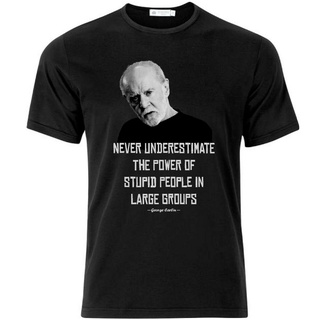 เสื้อยืด พิมพ์ลายมังงะ George Carlin The Power Of Stupid People คุณภาพสูง สีดําSize S-5XL