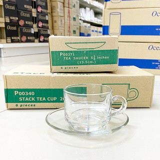 [กล่อง 6ชุด] Ocean แก้วชาพร้อมจานรองแก้ว STACK TEA CUP &amp; SAUCER P00340