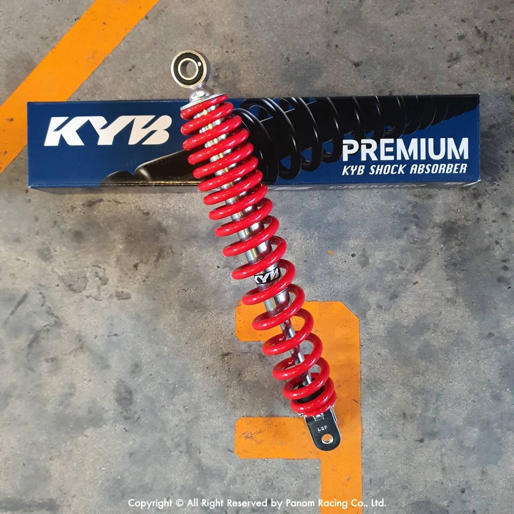 โช้คหลัง (KYB) Replacement MIO,FINO,GRAND FILANO,LEAD,BEAT FI, SUZUKI SKYDRIVE(สูง318mm.) สีแดง รหัส