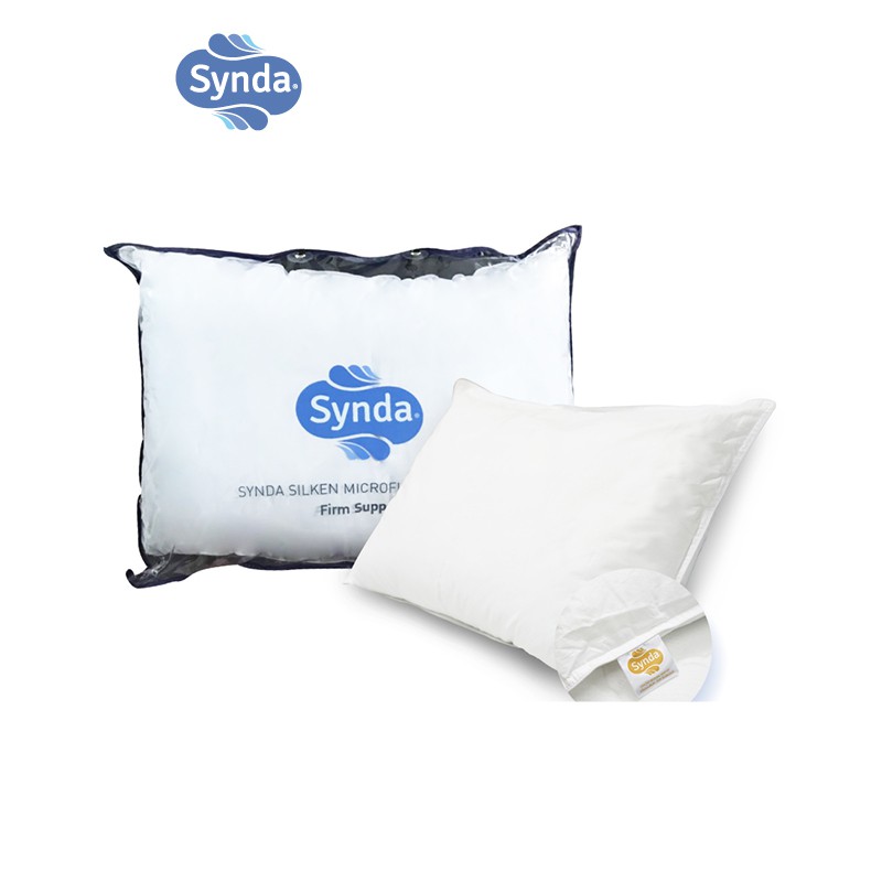 [Clearance sale] Synda หมอนหนุนเส้นใยขนห่านเทียม รุ่น Silken Microfibre Pillow (Firm) รุ่น 1,500 g