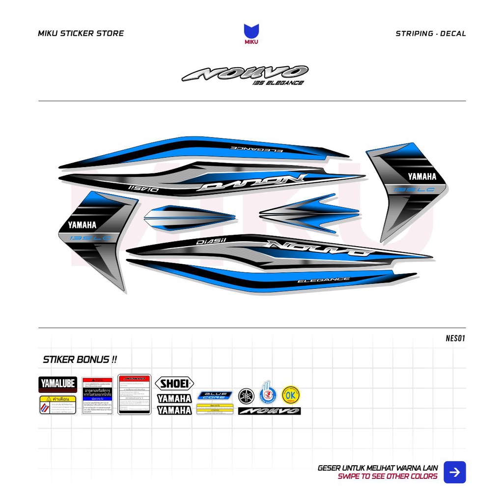 STRIPING NOUVO ELEGANCE 01 GRAPHIC LC 135 สติ๊กเกอร์ YAMAHA NOUVO SX 135 LIS NOUVO VARIATION