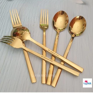 ช้อน ส้อมสีทอง สแตนเลสอย่างหนา USA stainless (( 1 คู่ ช้อน+ส้อม))