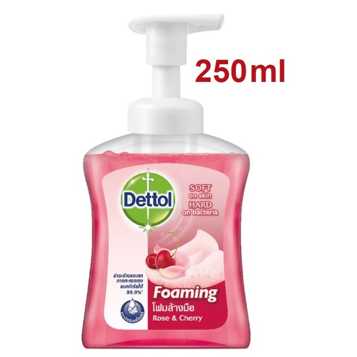 โฟมล้างมือ กลิ่นกุหลาบและเชอรี่ Dettol Rose &amp; Cherry Foaming Hand Wash 250ml