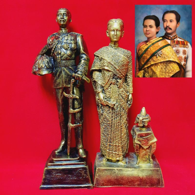 เสร็จพ่อ ร.5 และ พระนางเรือล่ม คู่บารมี บูชาเสริมความรักความมงคลการงาน สูง28ซม.