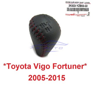 แท้ศูนย์! หัวเกียร์ A/T หนัง สีดำ ด้ายแดง Toyota Vigo Fortuner 2005-2015 โยต้า วีโก้ ฟอร์จูเนอร์ แชมป์ Champ 4WD 4X4