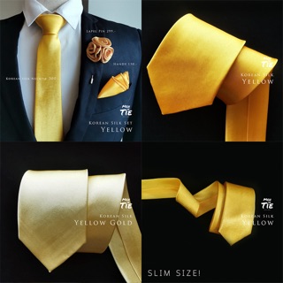 Men in Tie รุ่น Korean Silk เนคไทสีเหลือง เนคไทสีเหลืองทอง