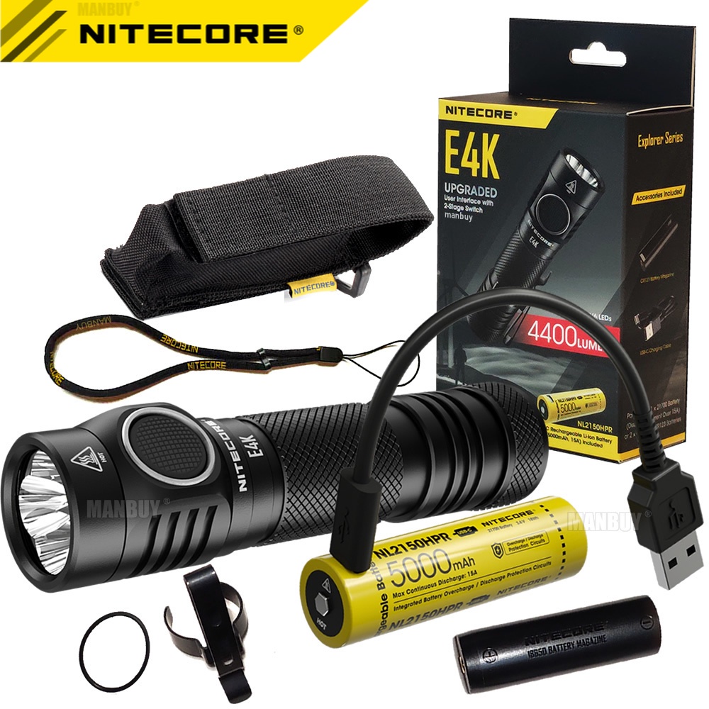 NITECORE E4K ไฟฉาย 4400 ลูเมน 4 x CREE XP-L2 V6 LEDs ใช้งานได้ทุกวันและตั้งแคมป์