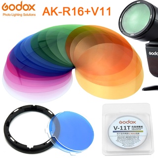 Godox AK-R16 แผ่นกระจายแสงแฟลช แบบแม่เหล็ก พร้อมเอฟเฟคสีเจล V-11C V-11T สําหรับ Godox V1 Series