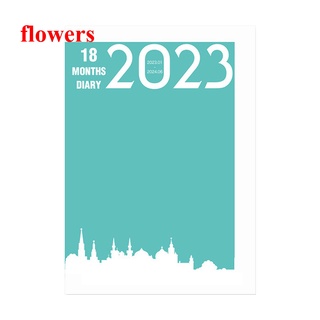 Flowers สมุดโน้ตแพลนเนอร์ B5 18 เดือน รายเดือน 2023 สําหรับจัดระเบียบ จัดระเบียบ จดบันทึกประจําวัน โรงเรียน ออฟฟิศ