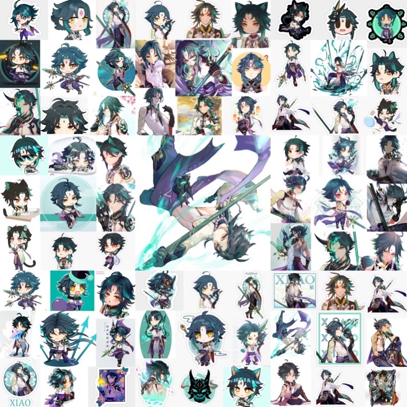 สติ๊กเกอร์ Xiao Genshin impact 30-60 ภาพอัดไหมที่แตกต่างกัน / สติ๊กเกอร์ genshin impact Xiao