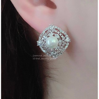 **จำนวนจำกัด*Diamond Earring ต่างหูเพชร ต่างหูออกงาน  ตกแต่งด้วยเพชร CZ แท้ งานสวยน่ารัก ดีไซส์เก๋มากๆค่ะ เพชรวิ้งที่สุด