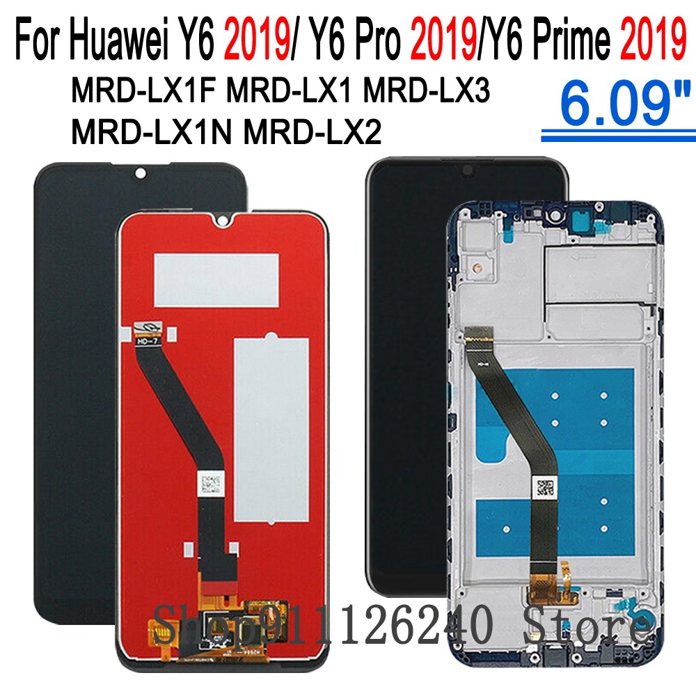 100% Tested LCD Screen For Huawei Y6 2019 MRD-LX1F LX1 LX3 LX2 Display Touch Screen Frame Assembly F