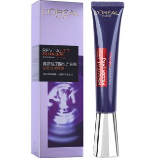 Loreal Paris Revitalift Filler (HA) อายครีมบํารุงรอบดวงตา 30 มล. LOreal Purple Iron Revitalift กรดไฮยารูลอนิก ครีมบํารุงรอบดวงตา ต่อต้านริ้วรอย กระชับผิว ลดเลือนริ้วรอย