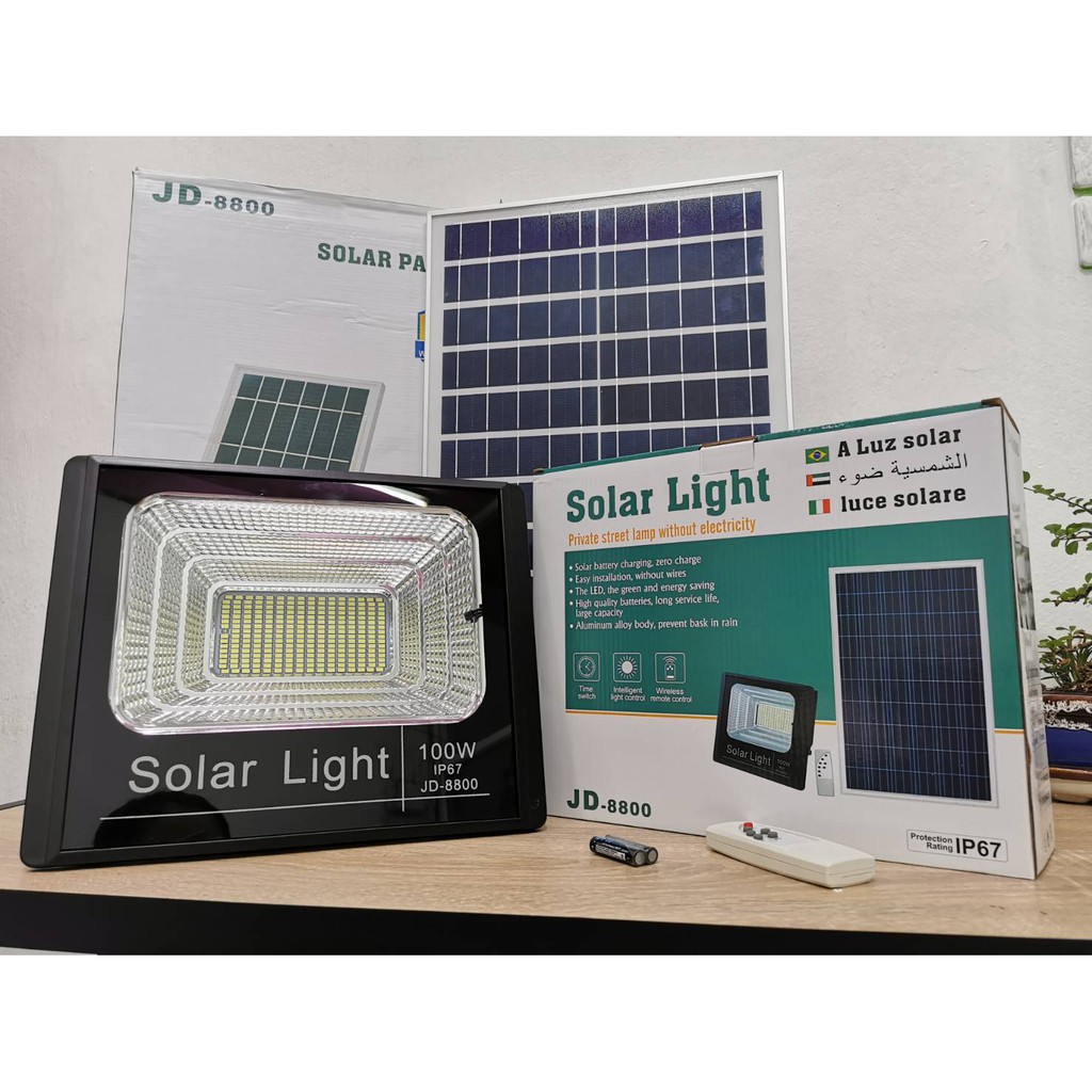 โคมไฟ Solar Light 100W สปอร์ตไลท์ของแท้จาก JD รุ่นJD-8800 รับประกัน