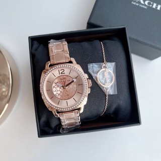 NEW Coach Womens Mini Boyfriend Stanless Bracelet Watch  สี Rosegold หน้าปัด สีRosegold เป็นset พร้อม สร้อยข้อมือ