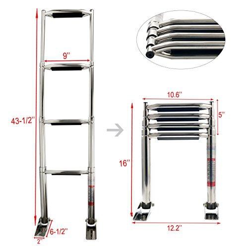 MARINE BOAT STAINLESS STEEL TELESCOPIC LADDER 4 STEPS