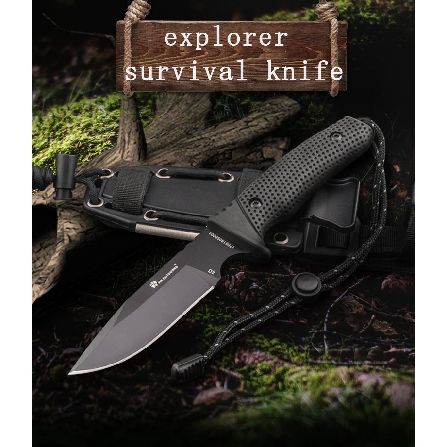 มีดสนาม มีดเดินป่า มีดแคมป์ มีดใบตาย HX Outdoors D-171 ใบ 3.9" Fixed blade เหล็ก D2 ด้ามยางกันลื่น พ