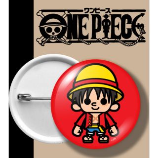 ONEPIECE BADGE เข็มกลัด วันพีช LUFFY ลูฟี่ หมวกฟาง พื้นแดง RED