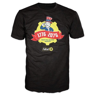 เสื้อยืด ผ้าฝ้าย พิมพ์ลาย Bioworld Fallout 76 Vault Tec Salutes America สําหรับผู้ชาย