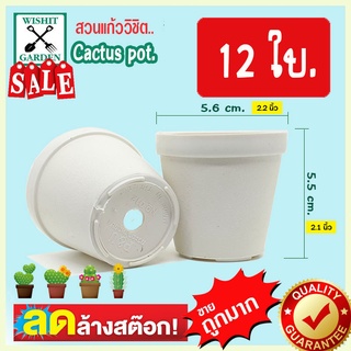 กระถางแคคตัส กระถางกระบองเพชร PU012 ขนาด 2.2 นิ้ว สีขาว 50 ใบ เนื้อพลาสติกแน่นหนาทนทาน ราคาถูก