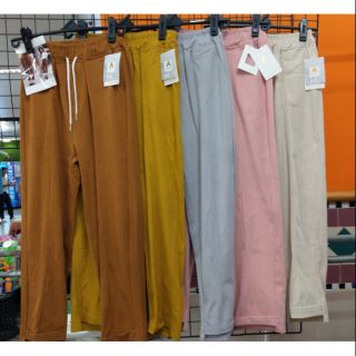 กางเกงผู้หญิงขายาวสีพื้น เอวยางยืด