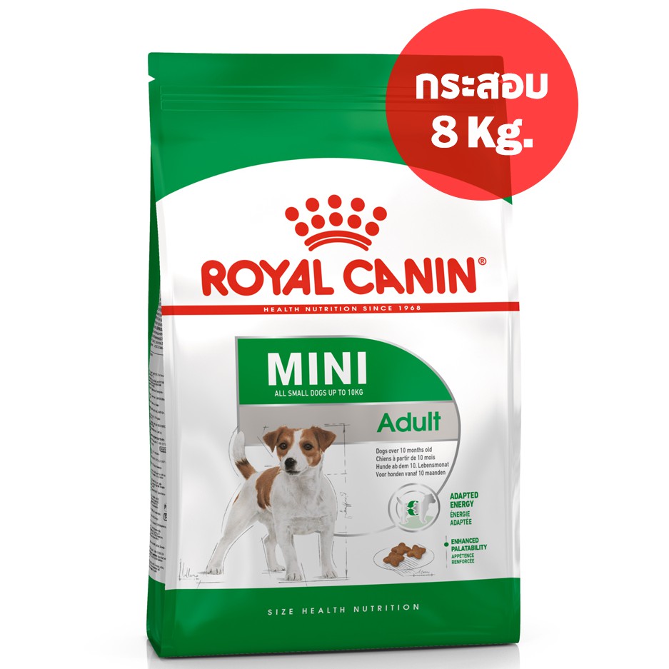 RoyalCanin [กระสอบ 8 Kg.] Mini adult อาหารสุนัขโต พันธุ์เล็ก